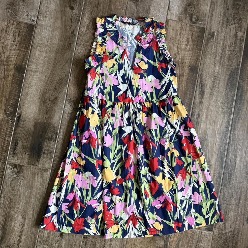 Maggy London Pink and Blue Pleated Halter Sundress